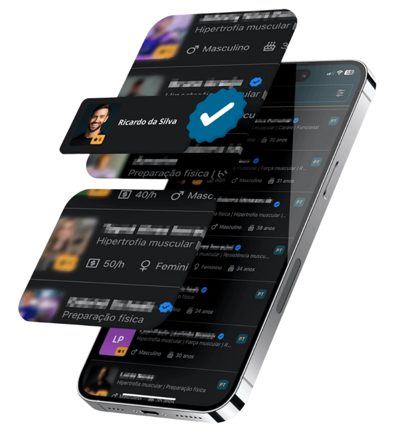 Mockup do marketplace com um personal trainer em destaque