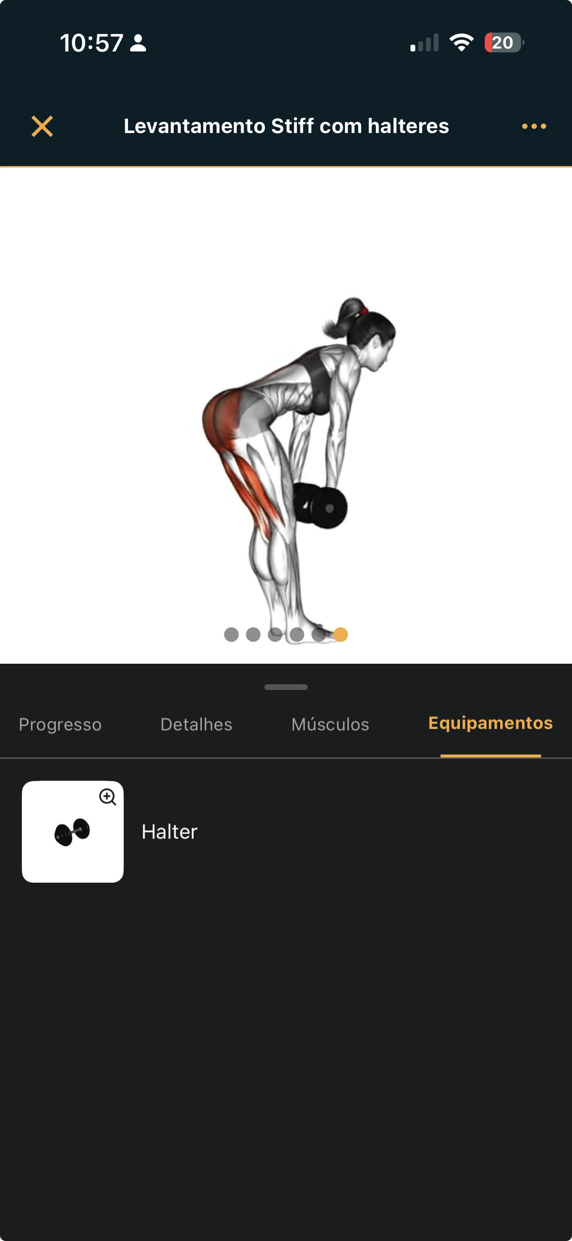 Stiff com halteres: visualização anatômica